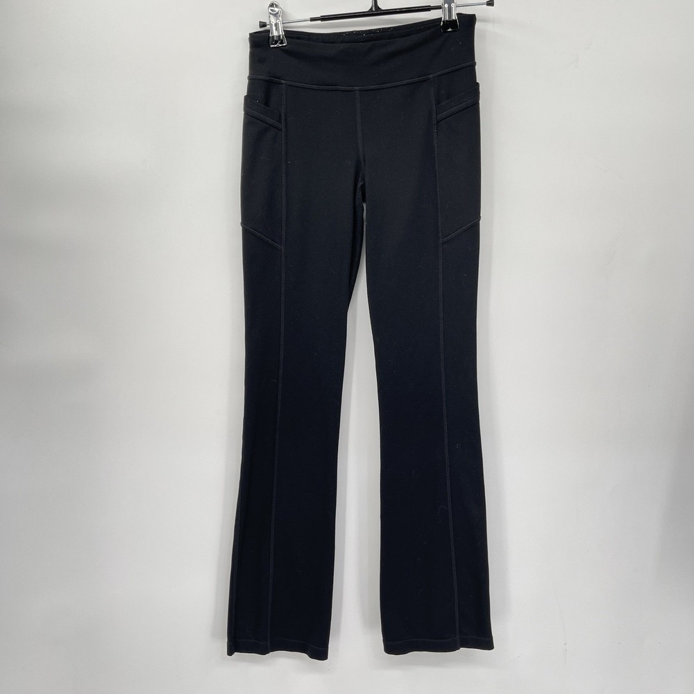 Athleta Girl L 12 Flare Leggings Kids Black Side Pockets Activewear Pants